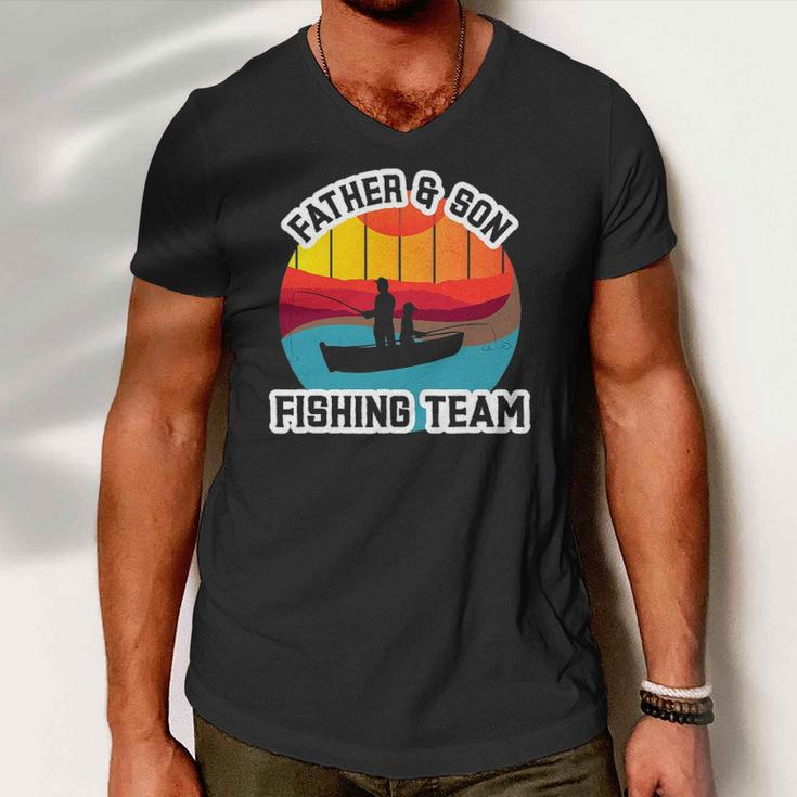 Father And Son Fishing Team Fathers Day Men V-Neck Tshirt