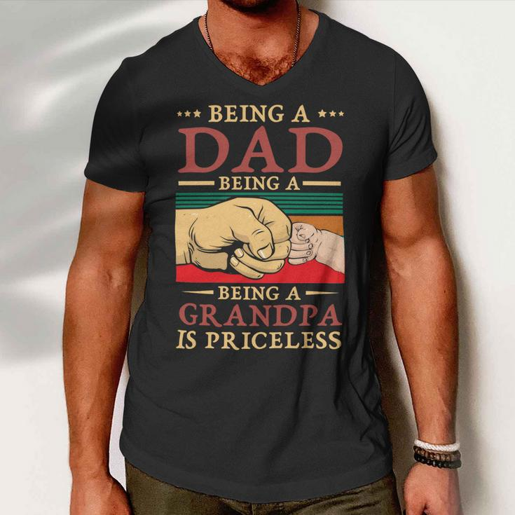 Father Grandpa Being A Dad Is An Honor Being A Grandpa Is Priceless114 Family Dad Men V-Neck Tshirt