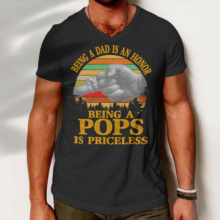 Father Grandpa Being A Dad Is An Honor Being A Pops Is Priceless 248 Family Dad Men V-Neck Tshirt