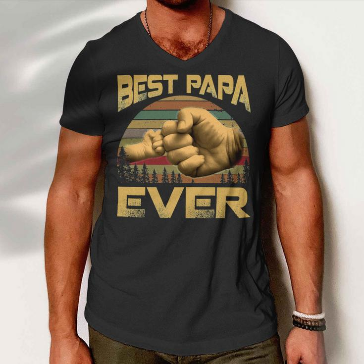 Father Grandpa Best Papa Ever Retro Vintage 54 Family Dad Men V-Neck Tshirt