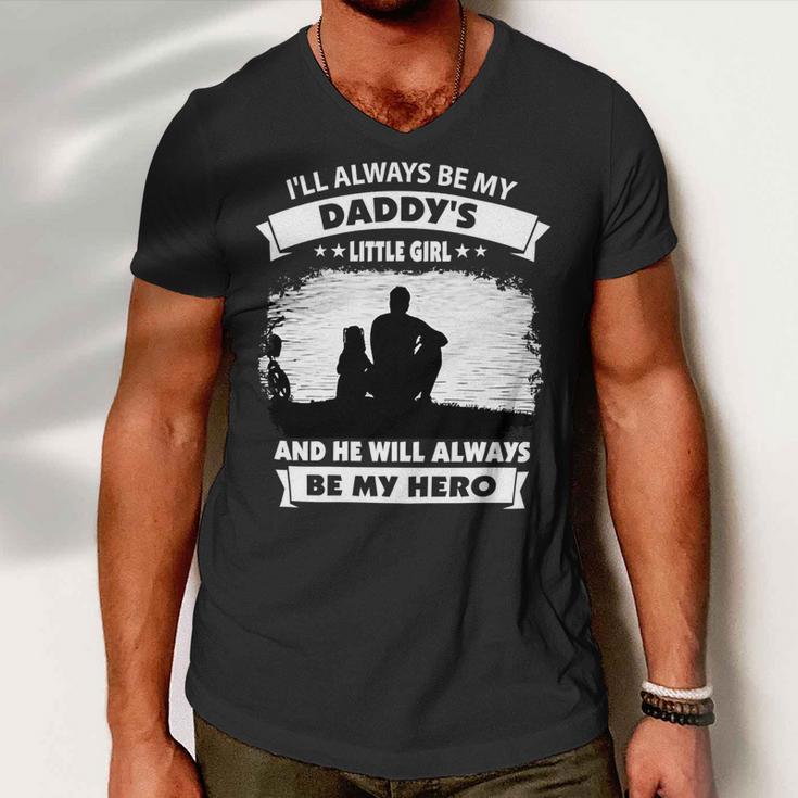 Father Grandpa Ill Always Be My Daddys Little Girl And He Will Always Be My Herotshir Family Dad Men V-Neck Tshirt