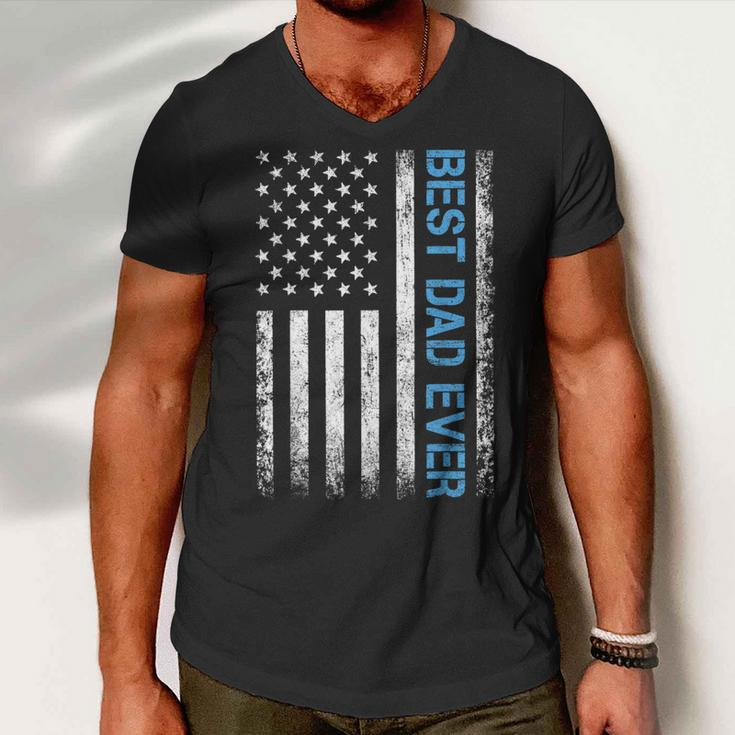 Fathers Day Best Dad Ever With Us American Flag V2 Men V-Neck Tshirt