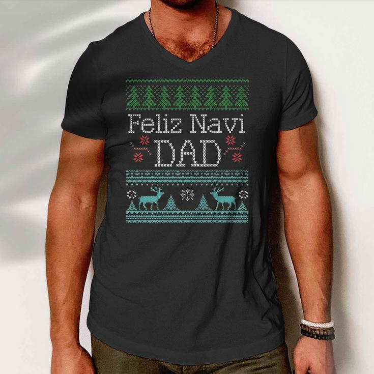 Feliz Navi Dad Ugly Christmas Design Multic Classic Men V-Neck Tshirt