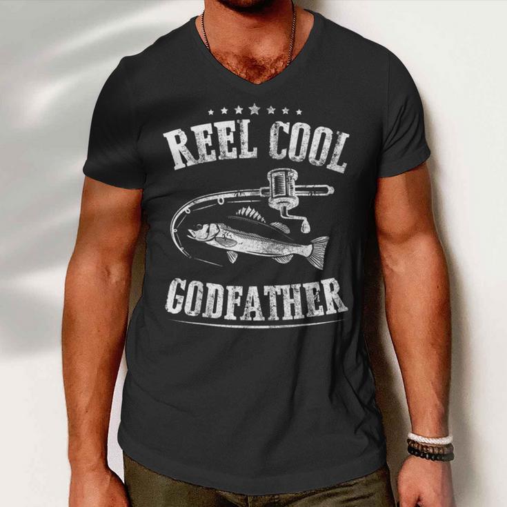 Fishing Reel Cool Godfather Men V-Neck Tshirt