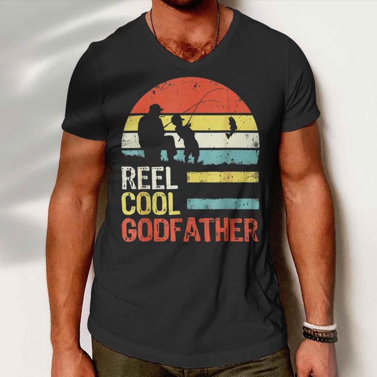 Fishing Reel Cool Godfather V3 Men V-Neck Tshirt