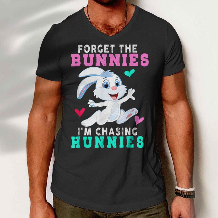 Forget The Bunnies Im Chasing Hunnies Funny Men V-Neck Tshirt