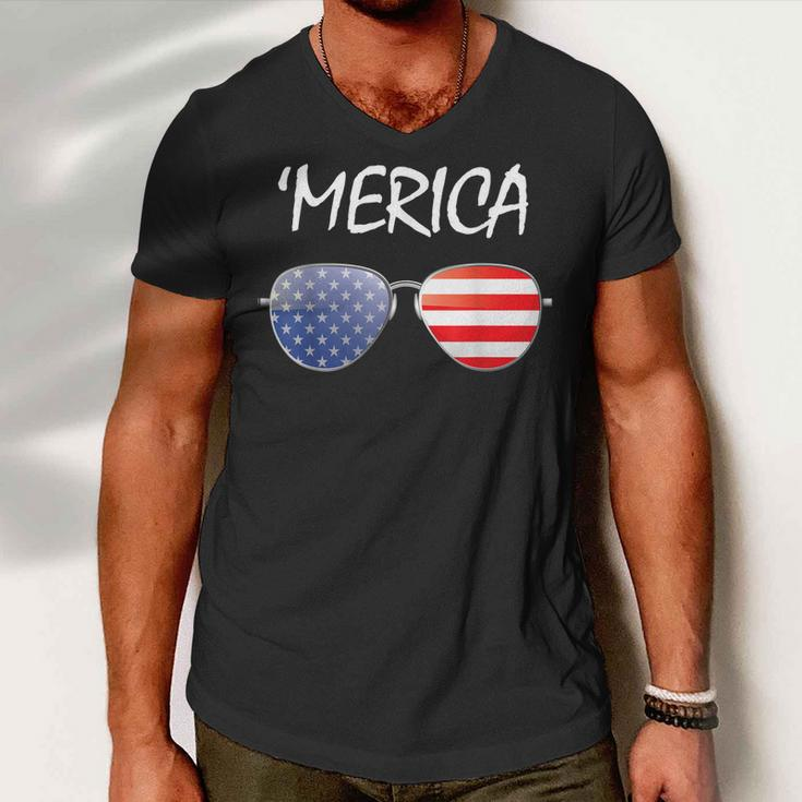Fourth Of July 4Th July Us America Flag Kids Boys Merica Men V-Neck Tshirt