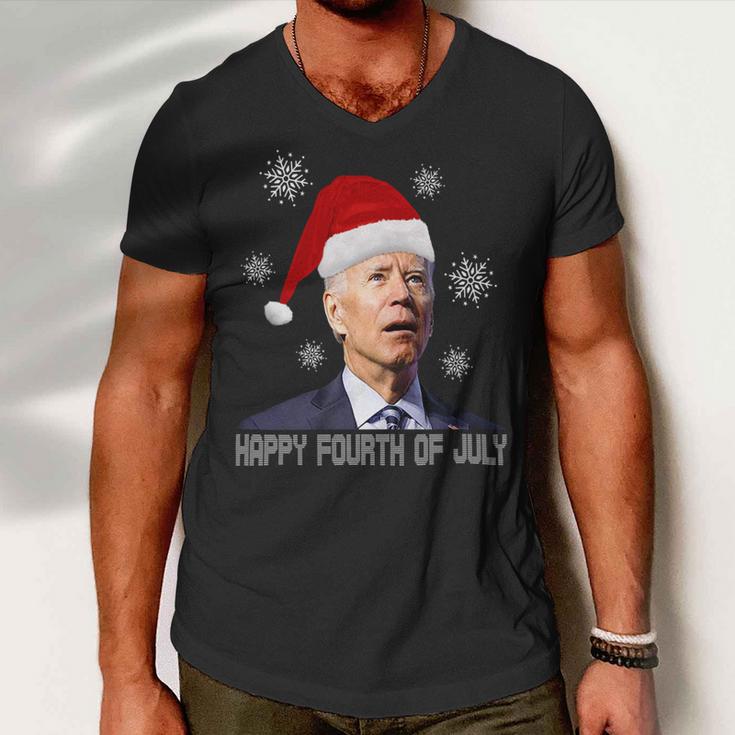 Funny Anti Joe Biden Happy 4Th Of July Merry Christmas Men V-Neck Tshirt