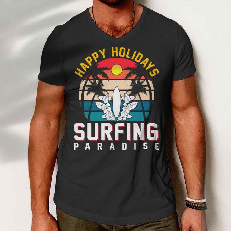 Funny Enjoy The Summer Holiday Summer Surfing Paradise Men V-Neck Tshirt