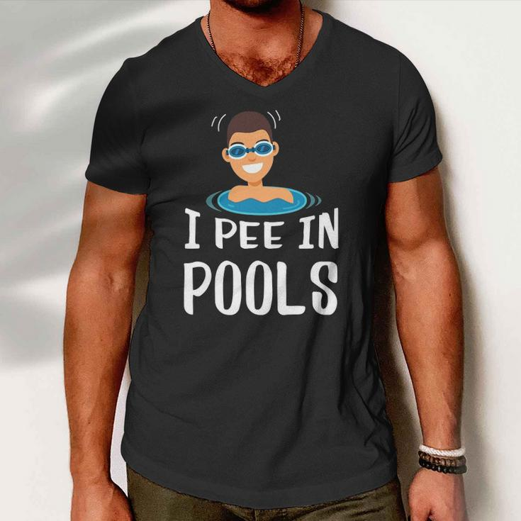 Funny I Pee In Pools Swimming Prank Swimmers Gift Men V-Neck Tshirt