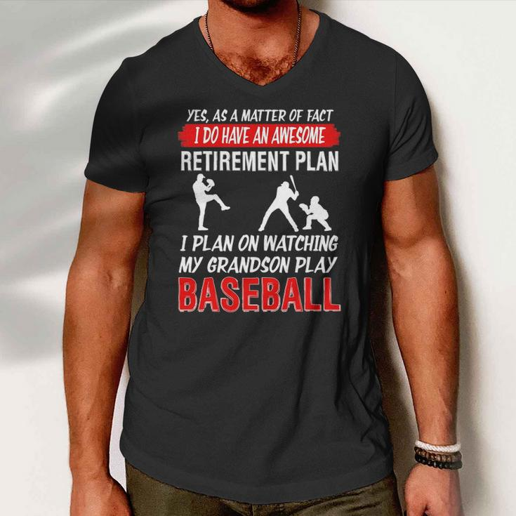 Funny I Plan On Watching My Grandson Play Baseball Men V-Neck Tshirt