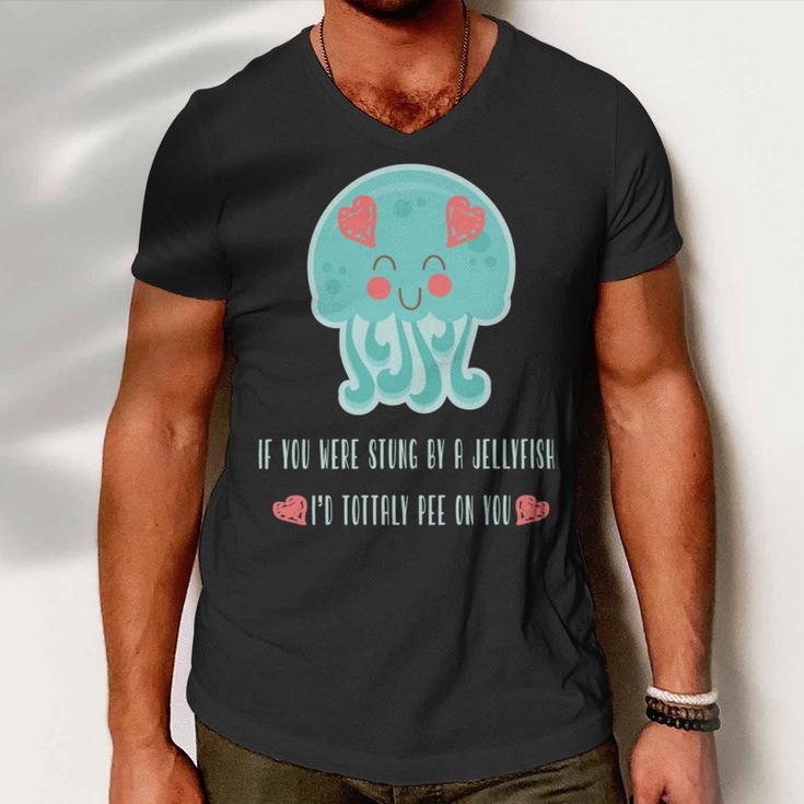 Funny Jellyfish Sting Valentines Day Gift For Love Men V-Neck Tshirt