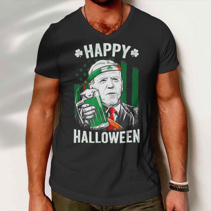 Funny Leprechaun Biden Happy Halloween For St Patricks Day Men V-Neck Tshirt