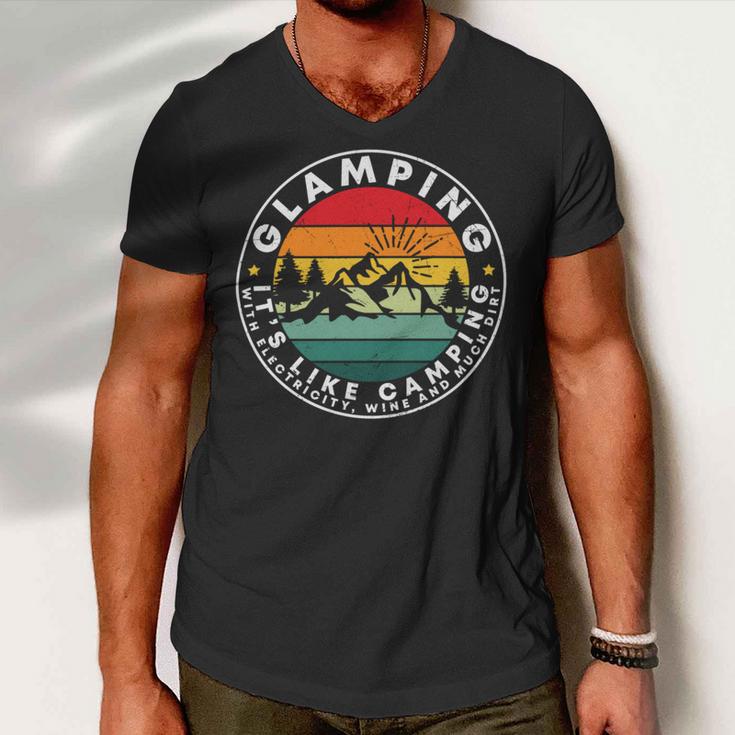 Glamping Definition Glamper Camping Men V-Neck Tshirt