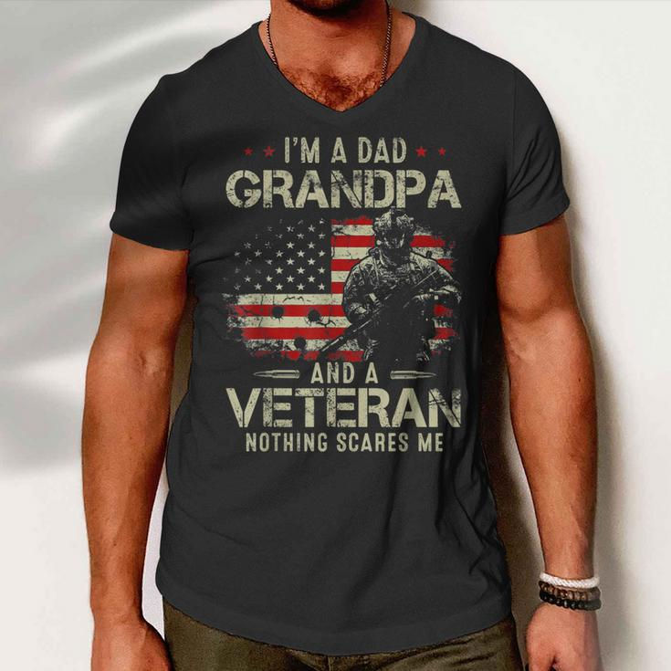 Grandpa For Men Fathers Day Im A Dad Grandpa Veteran Men V-Neck Tshirt