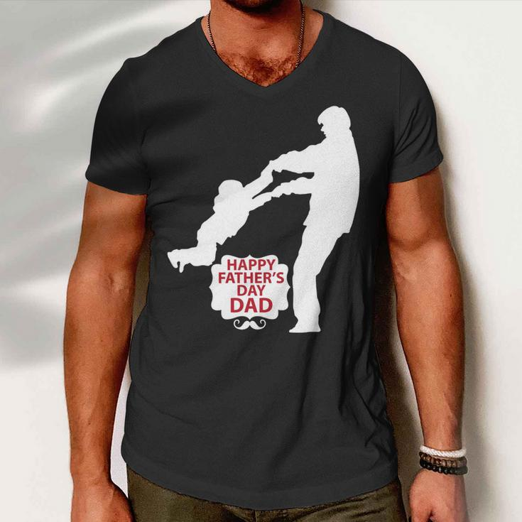 Happy Father Day Papa T-Shirt Fathers Day Gift Men V-Neck Tshirt