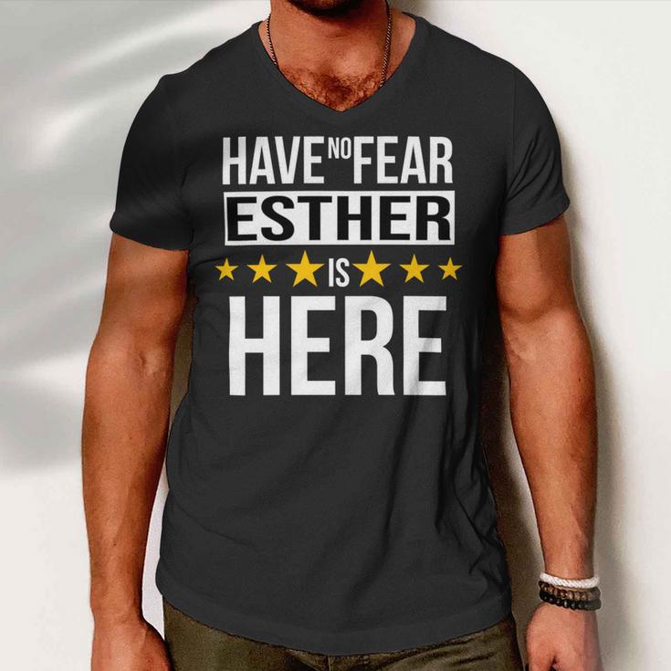 Have No Fear Esther Is Here Name Men V-Neck Tshirt