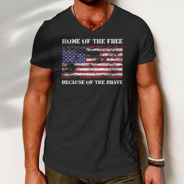 Home Of The Free Because Brave Grunge Men V-Neck Tshirt