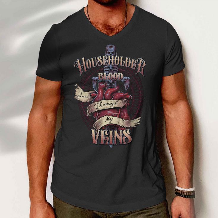 Householder Blood Runs Through My Veins Name Men V-Neck Tshirt