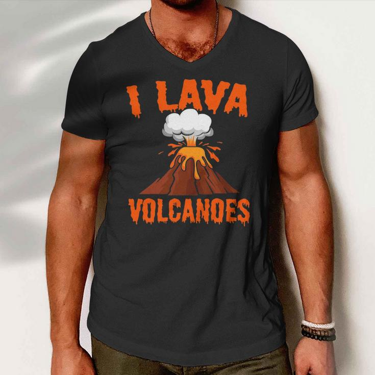 I Lava Volcanoes Geologist Volcanologist Magma Volcanology Men V-Neck Tshirt
