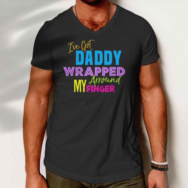 Ive Got Daddy Wrapped Around My Finger Kids Men V-Neck Tshirt