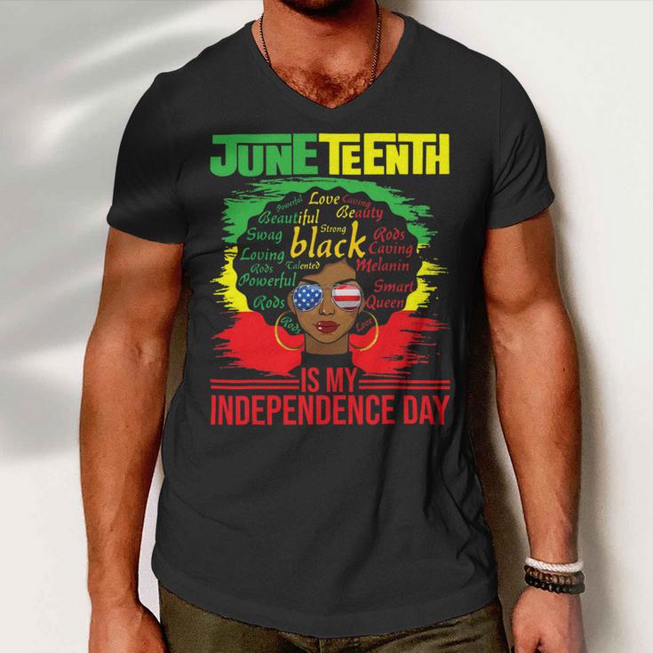 Juneteenth Is My Independence Day African Flag Black History Men V-Neck Tshirt