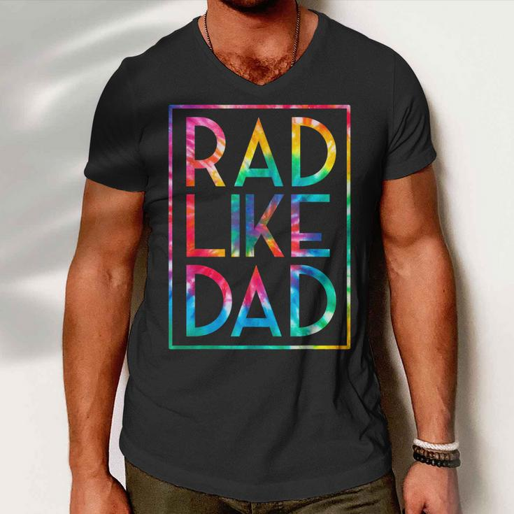 Kids Rad Like Dad Tie Dye Funny Fathers Day Toddler Boy Girl Men V-Neck Tshirt
