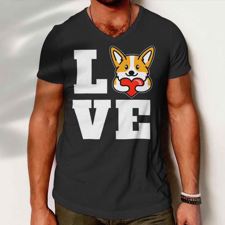 Love Corgis Welsh Corgi Puppy Dog Lover Novelty V2 Men V-Neck Tshirt