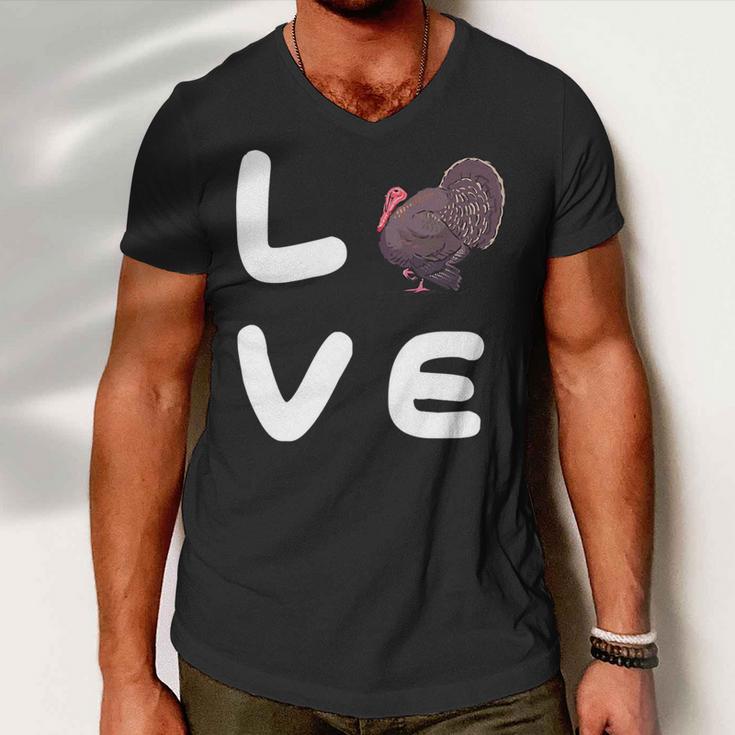 Love Turkeys Funny Turkey Thanksgiving 16 Shirt Men V-Neck Tshirt