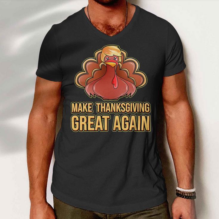 Make Thanksgiving Great Again Trump 907 Shirt Men V-Neck Tshirt