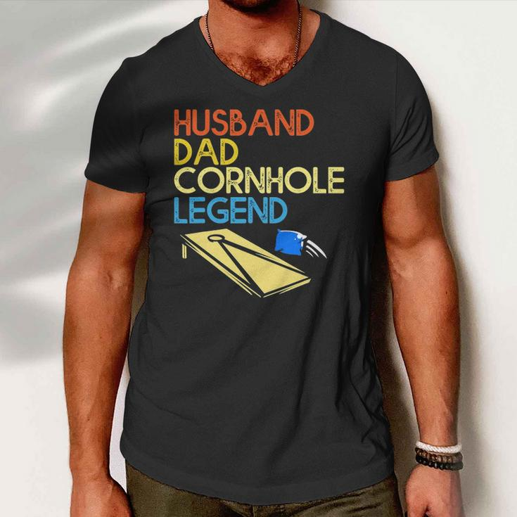 Mens Husband Dad Cornhole Legend Men V-Neck Tshirt