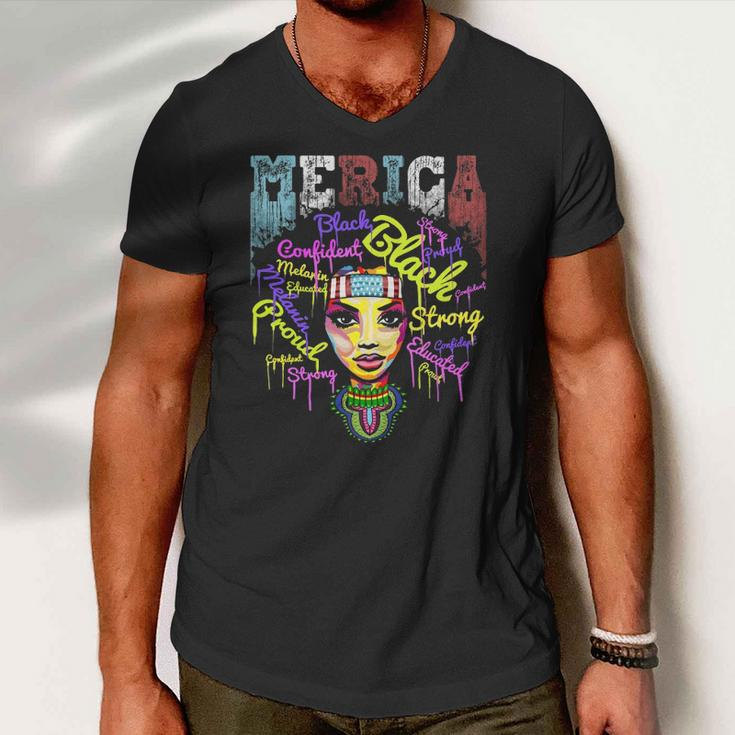 Merica African American Flag Bandana - 4Th Of July Queen Men V-Neck Tshirt