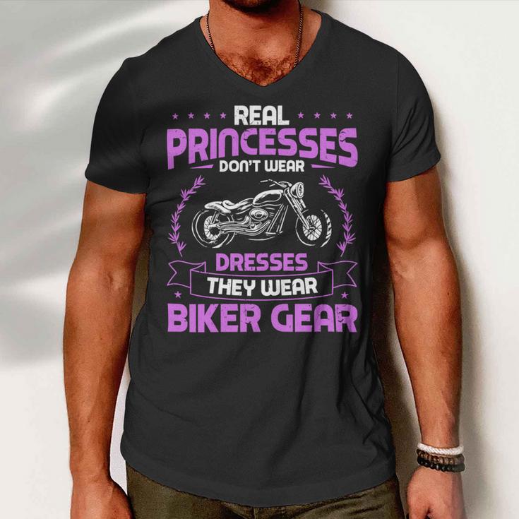 Motorcycle Real Princesses Wear Biker 483 Shirt Men V-Neck Tshirt