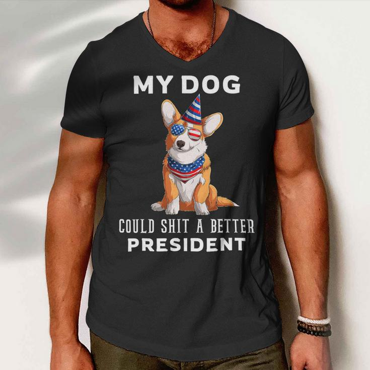 My Dog Could Shit A Better President Corgi Lover Anti Biden V3 Men V-Neck Tshirt