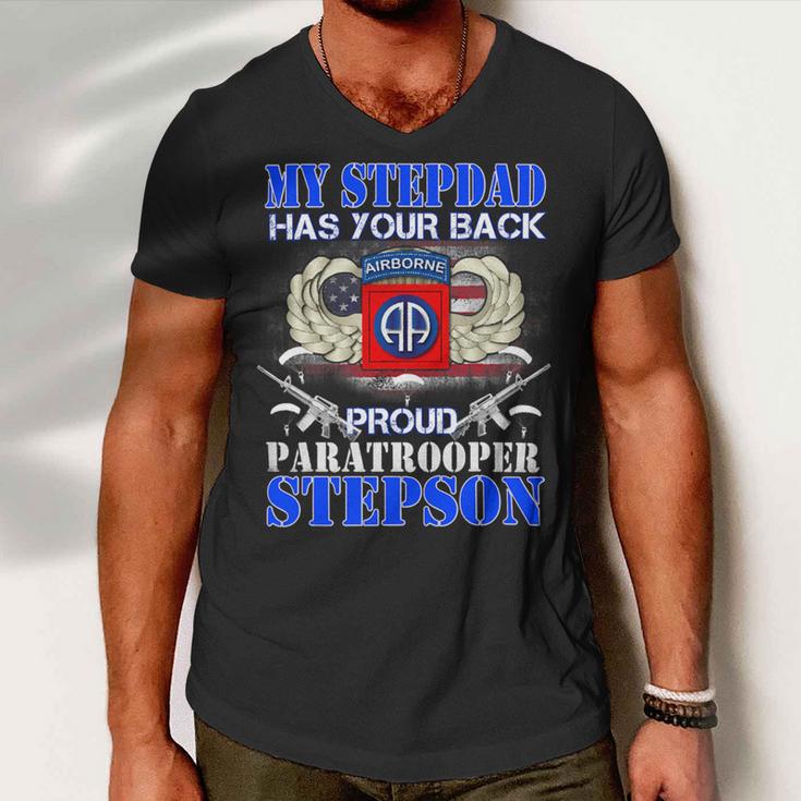 My Stepdad Has Your Back Proud Army 685 Shirt Men V-Neck Tshirt