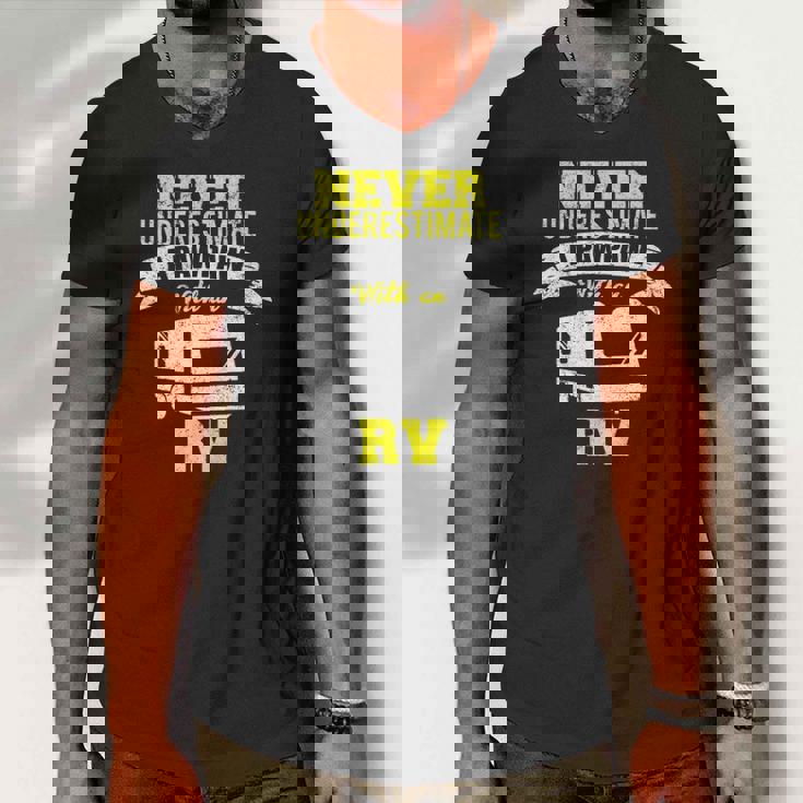 Never Underestimate A Pawpaw Rv Camping Distressed Men V-Neck Tshirt