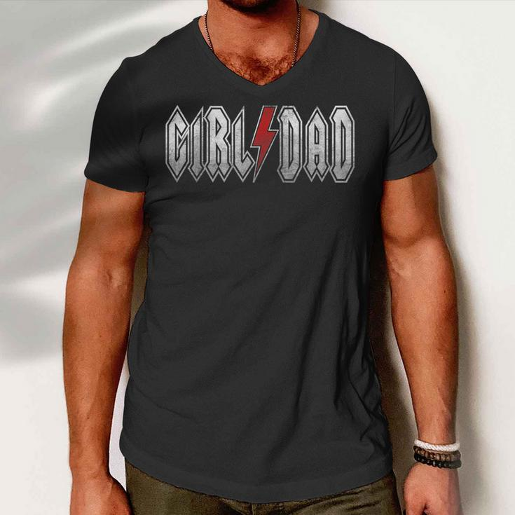 Outnumbered Dad Of Girls Men Fathers Day For Girl Dad V2 Men V-Neck Tshirt