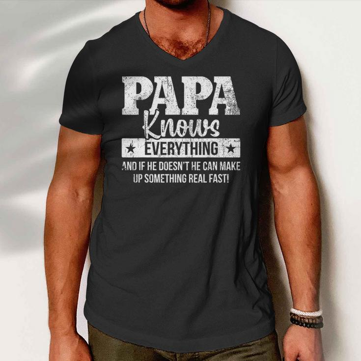 Papa Knows Everything Fathers Day Men V-Neck Tshirt