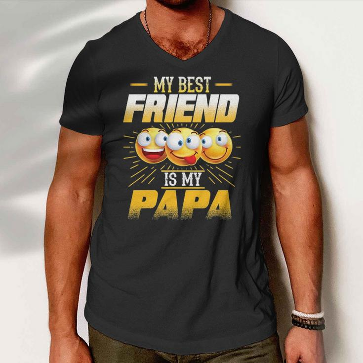 Papa Tee My Best Friend Is My Papa Funny Gift Tees Men V-Neck Tshirt