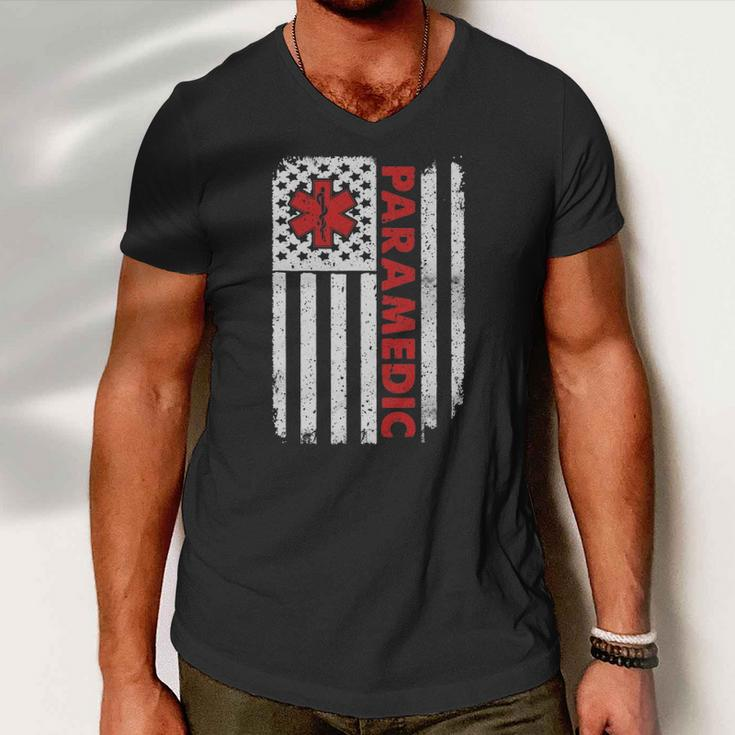 Paramedic Usa America Flag Star Of Life Men V-Neck Tshirt