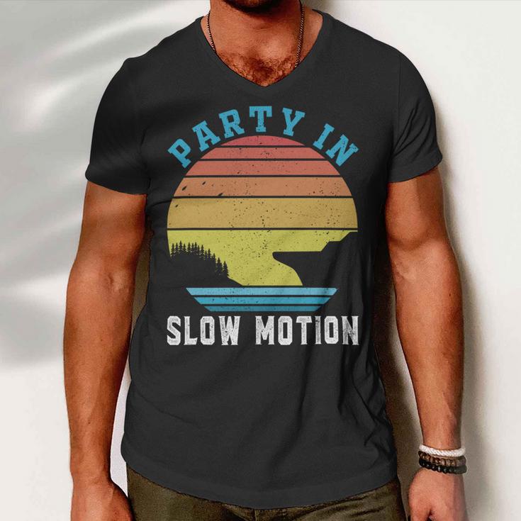 Party In Slow Motion Vintage Funny Boating Boating Gifts Men V-Neck Tshirt