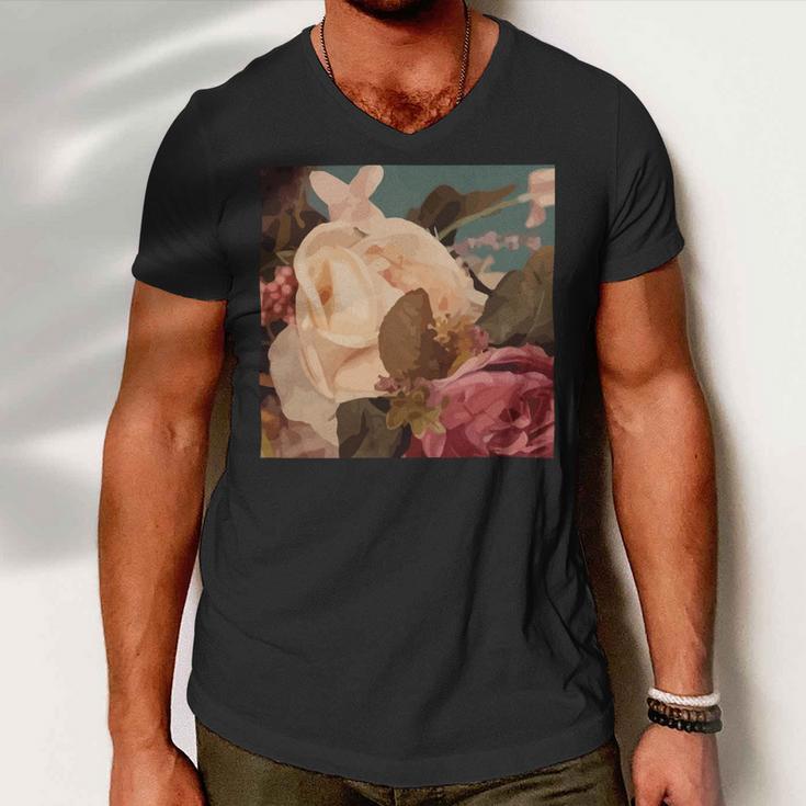 Pastel Roses Scandinavian Art Modern Art Minimalistic Blush Pink Men V-Neck Tshirt