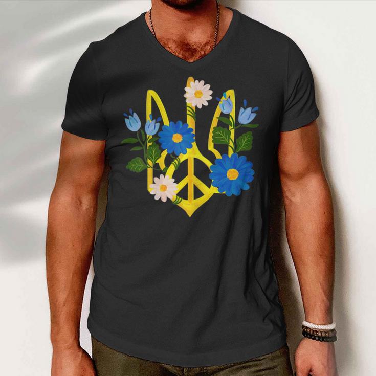 Peace In The Crest Of Ukraine Peace And Solidarity For Ukraine Men V-Neck Tshirt