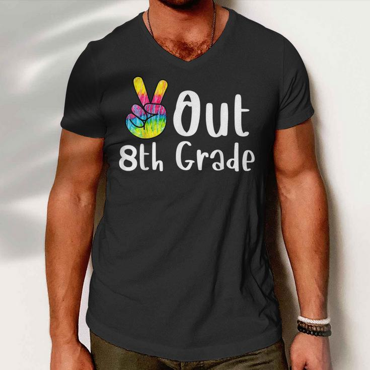 Peace Out 8Th Grade Tie Dye Graduation Class Of 2022 Virtual V2 Men V-Neck Tshirt