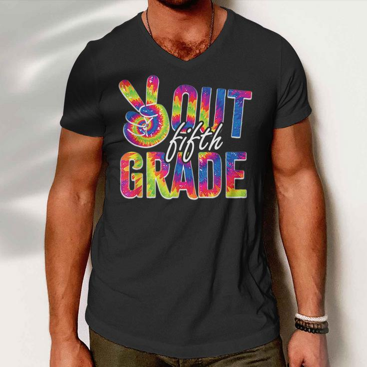 Peace Out Fifth Grade Tie Dye Funny Graduation 5Th Grade Men V-Neck Tshirt