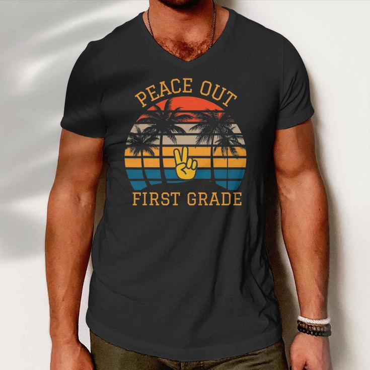Peace Out First Grade Last Day Of School Graduation Student Men V-Neck Tshirt