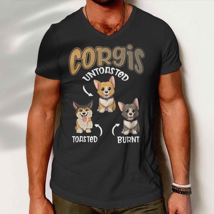 Pembroke Welsh Corgi Untoasted Toasted Burnt Dog Lovers V4 Men V-Neck Tshirt