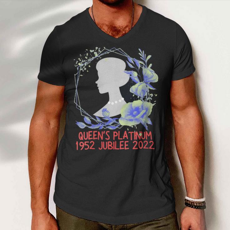 Queen Platinum Jubilee Men V-Neck Tshirt