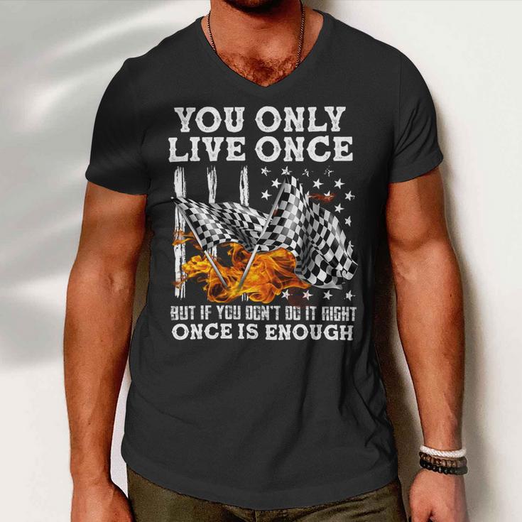 Racing You Only Live Once Men V-Neck Tshirt