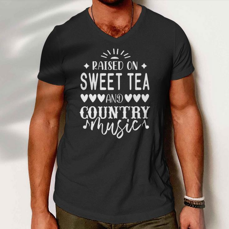 Raised On Sweet Tea And Country Musiccountry Music Men V-Neck Tshirt